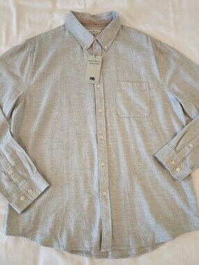 NWT The Normal Brand Midcoast Cotton Button Down Shirt XL Gray Stripe